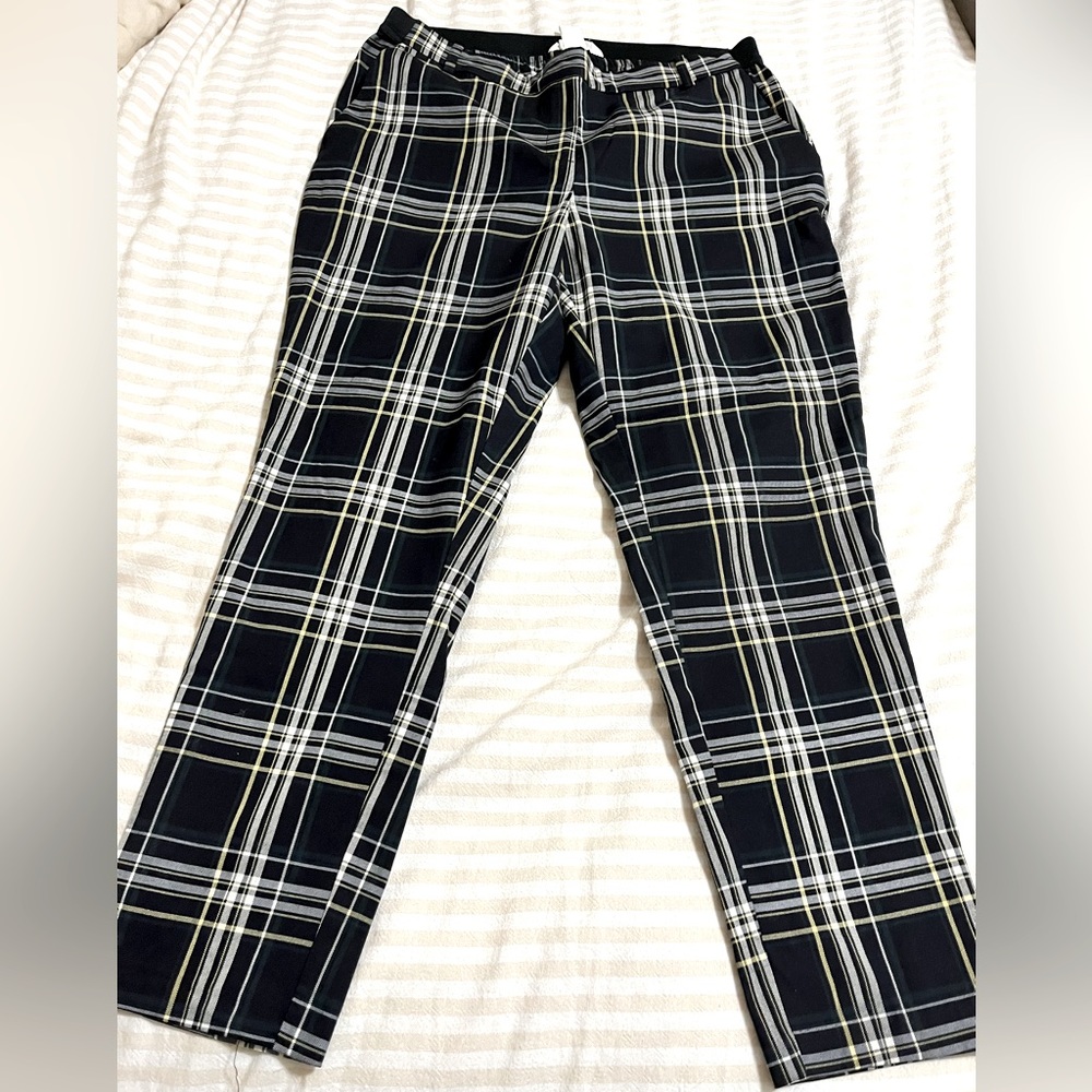 H&M plaid work pants (pull on elastic waist band in back)